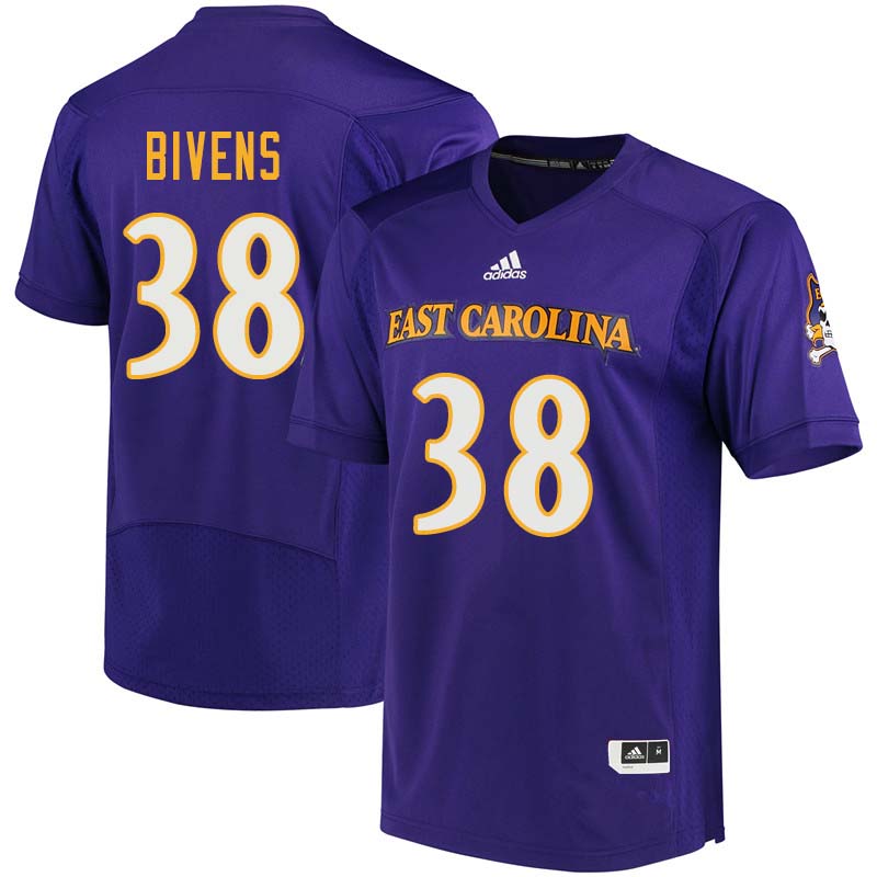 Men #38 Bruce Bivens East Carolina Pirates College Football Jerseys Sale-Purple